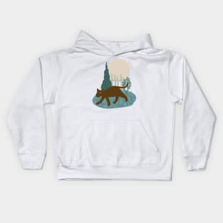 Cat in a moonlit garden Kids Hoodie